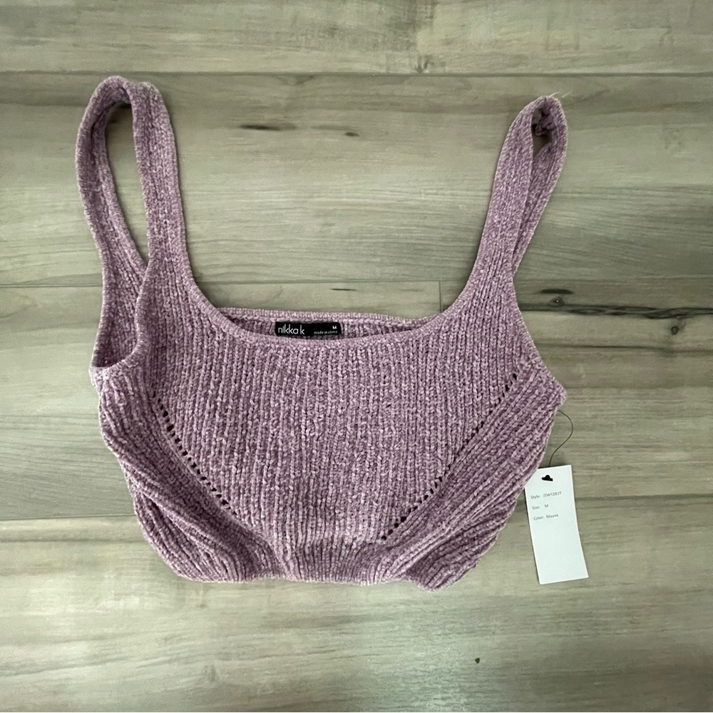Nikkak K Womems Purple Lavender Crop Top Size M New - Picture 2 of 4